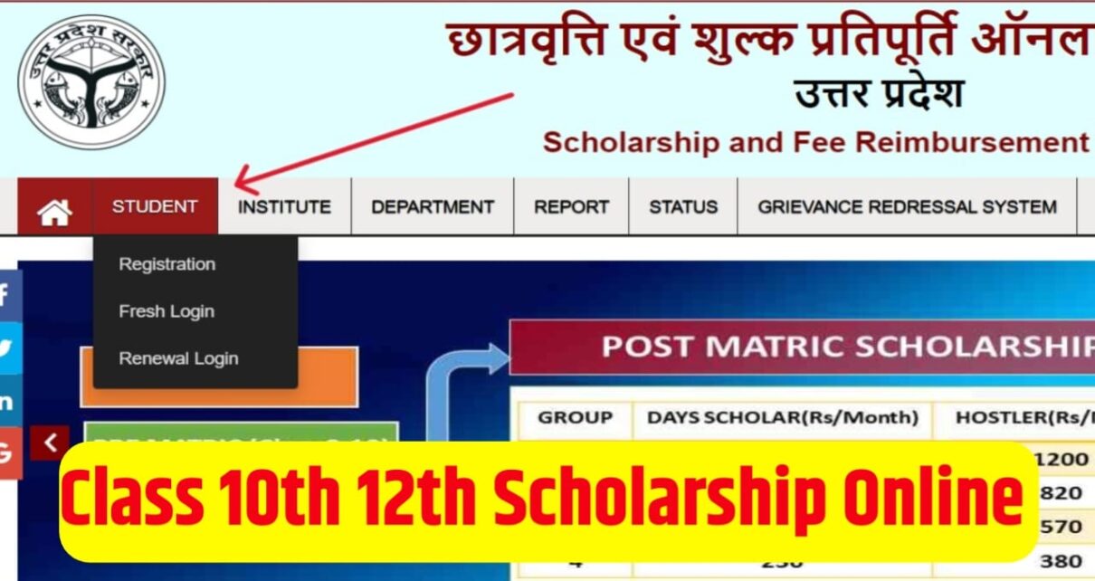 Uttar Pradesh Class 10th 12th Scholarship Online 2025 Kaise Karen