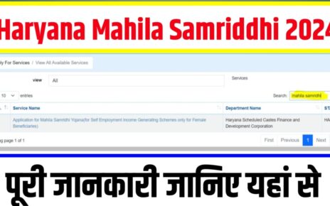 Haryana Mahila Samriddhi Yojana 2024